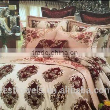 Cheap Europe style jacquard 100%polyester high density transfer printing bedding set