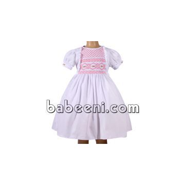 Sweet white girl smocked dress - DR 2309