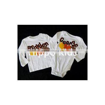 Wholesale unisex long sleeve shirts autumn leaves and personalized name applique baby girl clothes tops