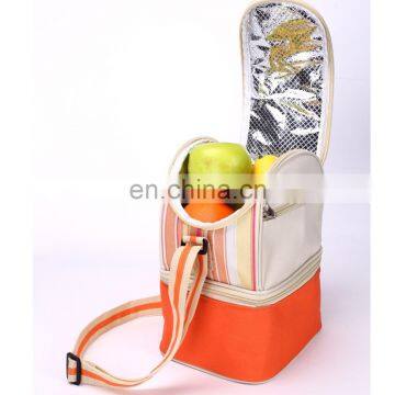 Stripe Pattern Shoulder Polyester Travel Meal Prep Bag photo-6