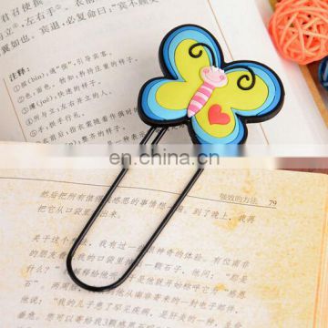 2D rubber with metal bookmark clip with butterfly shape