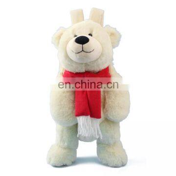 Factory Price Cute Promotional Plush Bear Backpack With Scarf