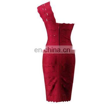2017 OEM Bandag Dress Bordeaux One Shoulder Party Dress photo-2