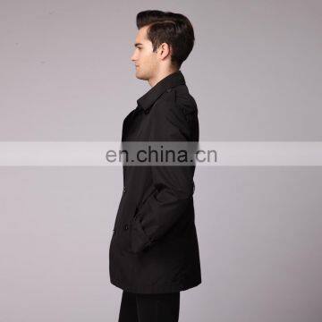 Double-breasted Winter Black Long Coat Mens Spring Windbreaker photo-2