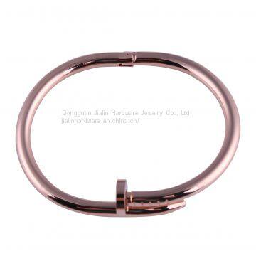 Rose gold coated stainless steel nail bangles suitable for lady