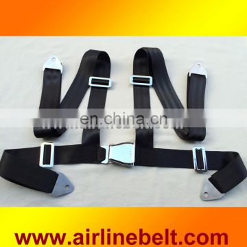 Full stainless steel airplane aircraft buckle 4 point seat safety belt