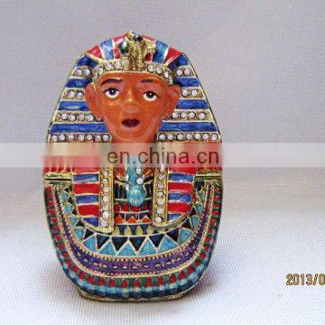 2013 Pharaoh trinket box bejeweled pewter alloy Golden plated