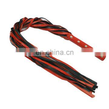 HMB-507B LEATHER BULLWHIPS FLOGGER BLACK RED WHIPS SOFT TAILS