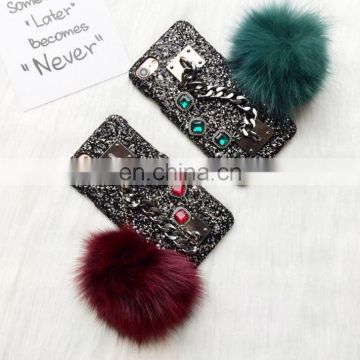 premium cute girly fur fluffy ball phone case ultra-thin TPU phone case /cover