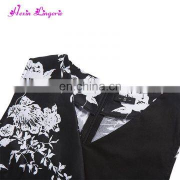 Wholesale Price Black and White Floral Korean Casual 2017 Women Floral Dress photo-3