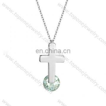 2017 Stainless steel CZ cross charm christmas jewelry necklace with chain