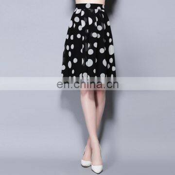 Korean style summer skirt 2016 maxi size polka dot high waist slim chiffon umbrella like latest skirt design pictures