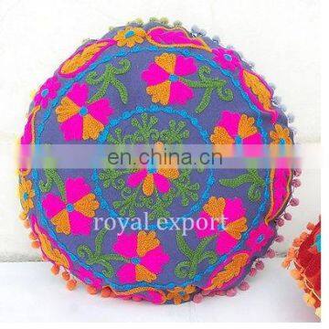 Mexican Fashion Multi Hand Embroidery Round Cushion Covers