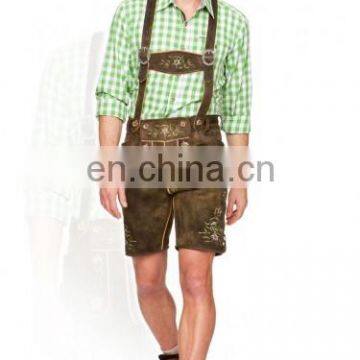 German-Bavarian-Oktoberfest-Trachten-Short-Length-Lederhosen-Men's Leather Shorts antique Brown