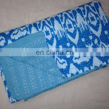 Ikat Prints Kantha Quilt, Kantha Handmade Cotton Bed Sheet ,Printed Quilts ,Quilt Online