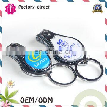 advertising round epoxy carbon steel nail clipper with keyring