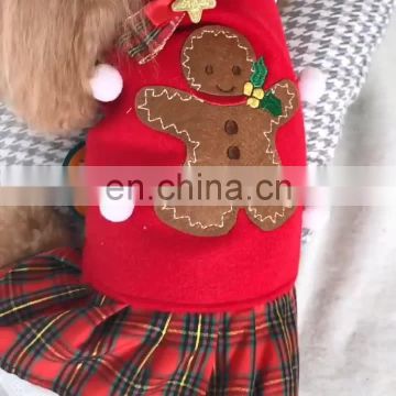 Pet dog Christmas clothes Gingerbread plaid skirt gift