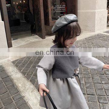 6537/England Style Fashion Kids Clothing Baby Girls' Casual Dresses Color Blocking Baby-doll Dress