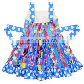 A0160# Summer Girls Dress 2020 Cotton Print Cartoon Sleeve Kids Clothes Dress photo-2