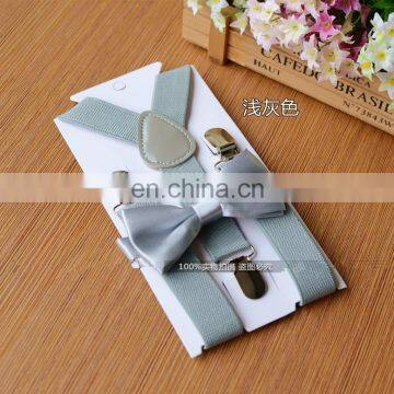 Kids Solid Suspenders & Bow Tie Set Baby Unisex Braces Elastic Y-back Accessories 32colors for 1-10T photo-6