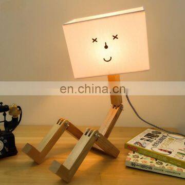 Bedroom table lamp modern minimalist solid wood fabric bedside warm Nordic personality creative table lamp