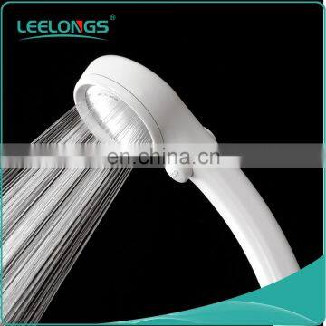 White shower water saving high pressure hand shower with water stop function shower head