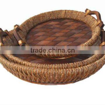 Eco-friendly top quality woven wicker bread tray