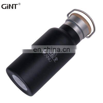 Leak Proof 18/8 Stainless Steel thermal  Flasks Hot Drinks Cup Juicer Laser Print White travel vacuum mug with wooden lid