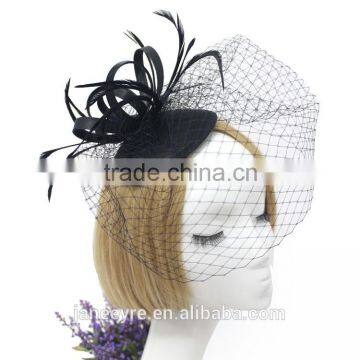 Hair Accessories Hair Clip With Feather and Veil Fascinator Hat photo-4