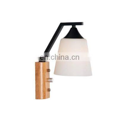 Nordic Wall Lamp Indoor Modern LED Bedside Lamp E27 Wooden Wall Lamp White