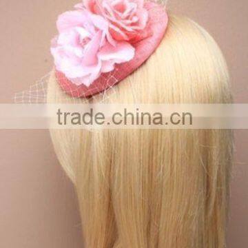 New Style Sinamay Base Fascinator Hat With Fabric Flower For Wedding Hair Accessories