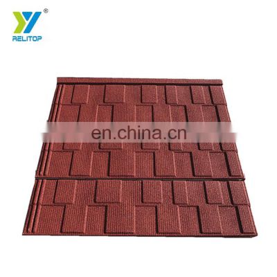 Brick Red Shingle Type Relitop Natural Stone Chips Coated Metal Roof Tile 0.35MM 0.4MM 0.5MM Aluminum Zinc Steel Roofing