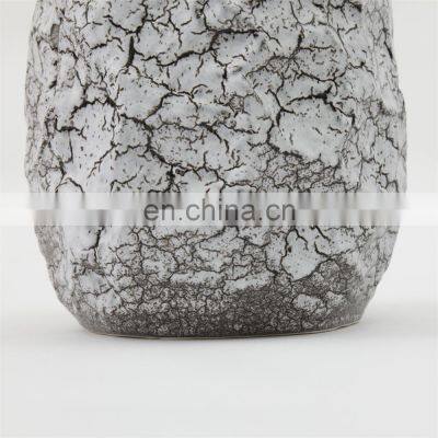 New Product Modern White Round Crack Ceramic Flower Vast for Home photo-5