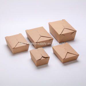 Takeaway eco friendly brown disposable paper lunch boxes food packaging cardboard box