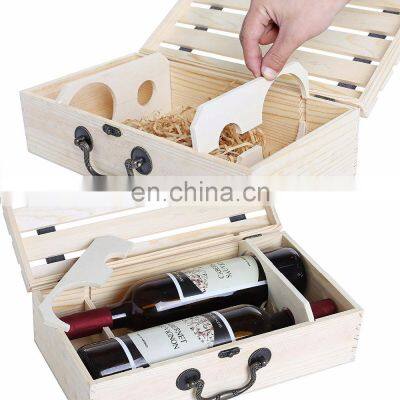Pine Wood Double Ice Wine Bottle Packing Box Gift Box photo-3