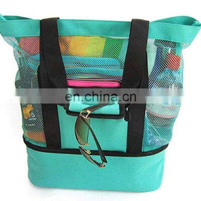 Eco Friendly Black Foldable High Quality Logo Nylon Waterproof Pink Mesh Beach Bag