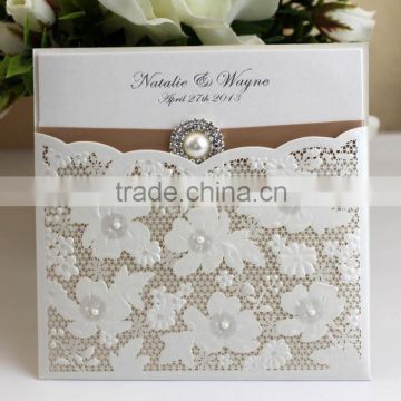 2016 Latest Item Luxurious Elegant Lace Wedding Invitations