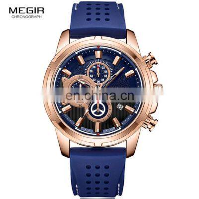 MEGIR 2101 Mens Watches Top Brand Luxury Silicone Military Sport Watch Chronograph Stopwatch Relogio Masculino