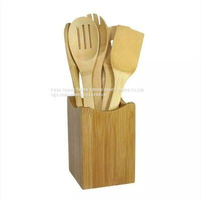 bamboo utensil set with bamboo holder twinkle bamboo wood manufacturer wholelsale