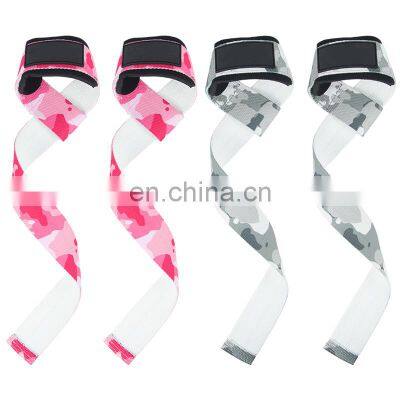 Custom Logo Deadlift Training Weight Lifting Straps For Wrist Gym Camo Powerifting Wrist Straps