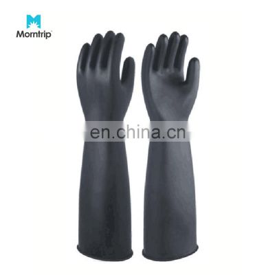 Factory Wholesale Waterproof Chemicals Resistant Work Gloves Chemical Latex Black Industrial Long Rubber Glove