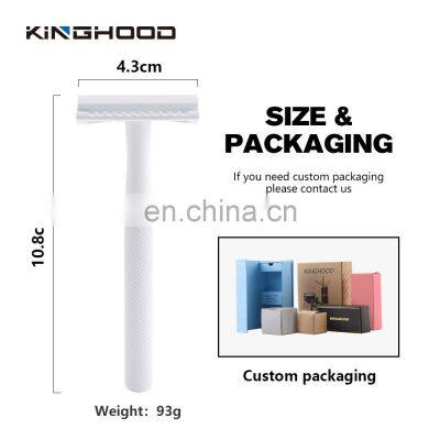 Lady Shaver Women Bikini Brass Handle Safety White Shaving Double Edge Safety Razor photo-3