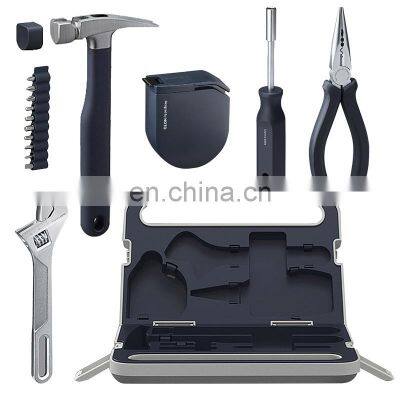 HOTO Hand Tool Set Repair Hand Tool Box Portable Safety Hammer Tape Measure Pliers Home Installation