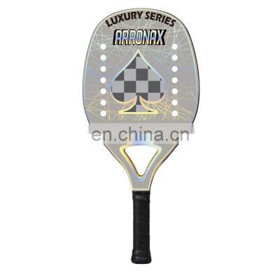 Customized  Your Own Logo High Quality Beach Tennis Racket with 100% Carbon Frosting Surface and EVA Core