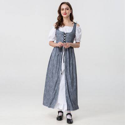 Womens Renaissance Medieval Irish Dress Trumpet Sleeves Dress photo-3