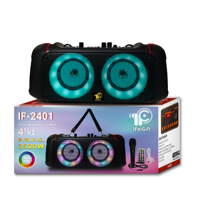 IF-2401 Portable Bocina Bluetooth Big Wireless Stereo Bass Karaoke Party Speakers Subwoofer Support FM Radio RGB LED Light