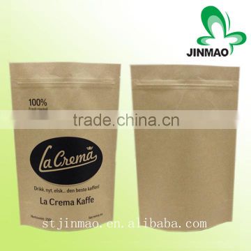 Kraft paper stand up zipper coffee bag pouches with valve