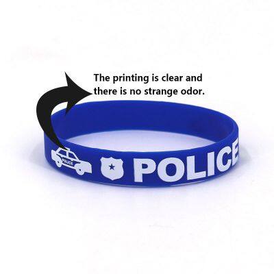 Hot Selling Manufacture in Stock Security Kids Blue Silicone Wristband Sport Activity Soft Print Bracelet photo-2