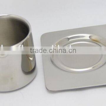 Double Wall Stainless Steel Coffee Mug With Plate and Spoon