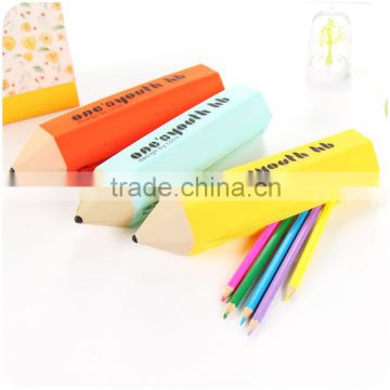 2016 new pencil shape design wholesale silicone pencil case pen bag